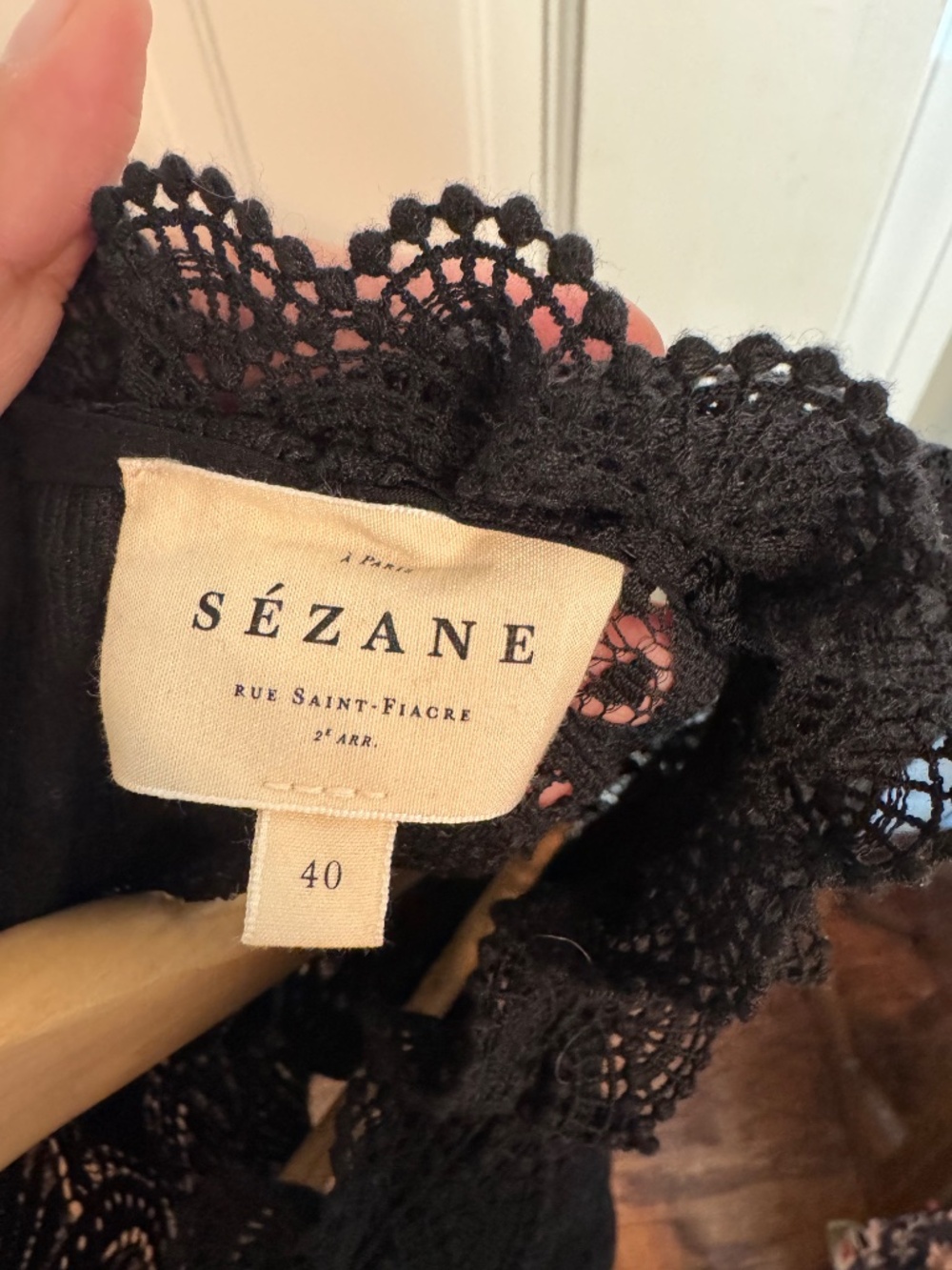 Sézane Bianca Top - Black Eyelet Lace Like New - Picture 6 of 7